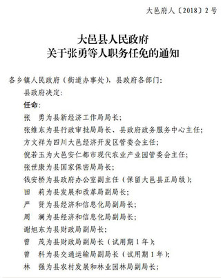 大邑县人事任命揭晓，县域发展新篇章开启